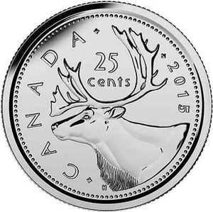 Cuarto canadiense 2015 sin circular 0,25 USD - Imagen 1 de 1