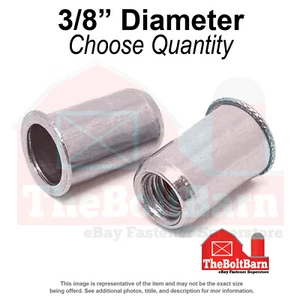 Tuercas de remache de cuerpo liso de brida pequeña de 3/8"-16 transparente de zinc (elige la cantidad) - Imagen 1 de 7
