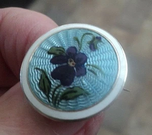 Norwegische Sterlingsilber & Emaille Stiefmütterchen Brosche 1910/20s - Marius - Picture 1 of 9