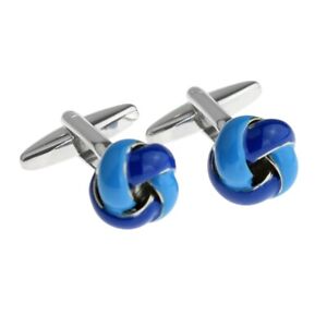 2 Tone Blue Knot Cufflinks Sailor Boy Scout Leader Cruise Present GIFT BAG