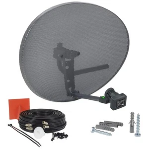 Antena para Satélite Zona 2 80cm, Cuádruple LNB + Kit de Cable Doble Negro 10m para Sky Freesat - Imagen 1 de 10