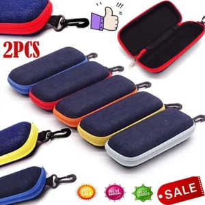 2-Pack Eye Glasses Case Box Sunglasses Protector Hard Zipper Belt Clip Portable - Picture 1 of 19