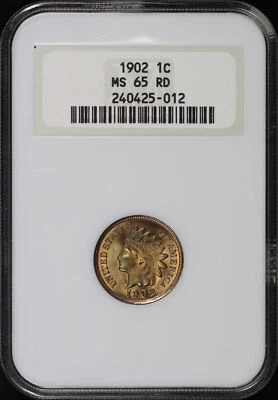 1902 Indian Head Cent NGC MS-65 RD Old Fatty Holder - Near Full Hologram! - Image 1 of 2
