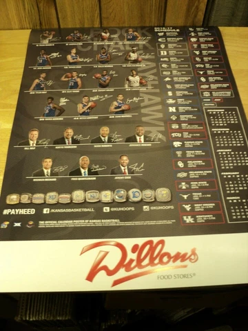 2016-17 Kansas Jayhawks Basketball Poster, schedule with Players Poster. NICE Cover