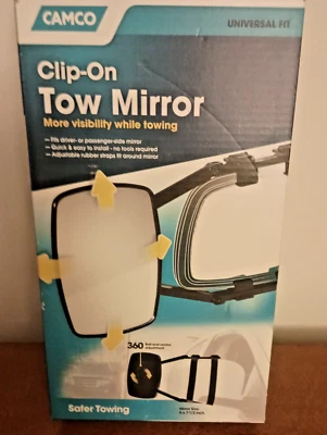 Espejo de remolque con clip Camco ajuste universal Foto 1 de 3