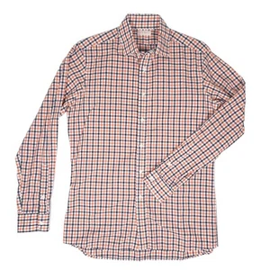 Camisa JACK ROBIE S Para Hombre Naranja Cuadros Abotonada Manga Larga Ajustada Hecha en EE. UU. - Imagen 1 de 11