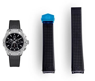 Genuine Tag Heuer Aquaracer FT6041 Black Rubber Strap 21.5mm Fits CAY111, CAY211 — 第 1/4 张图片