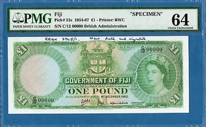 Fiji, 1 Pound, 1962, 00000 Specimen, UNC-PMG64, P53s - Picture 1 of 2