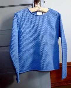 Womens Pullover Sweater Blue Honeycomb - Picture 1 of 4
