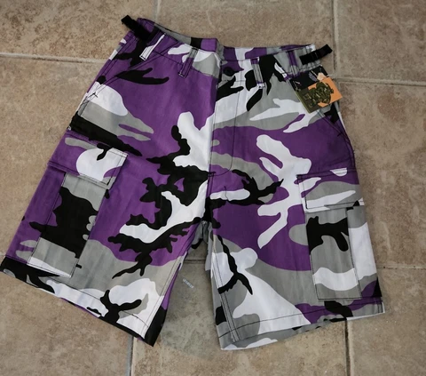 PURPLE CAMOUFLAGE CARGO SHORTS NEW MENS medium 31 x 35" CAMO BALTIMORE RAVENS Cover