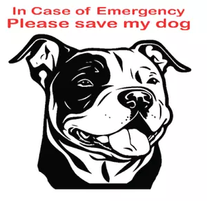 Emergency Pet Decal Pittie In Case of Emergency Please Save My Pet Pit Bull - Picture 1 of 2