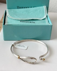 Tiffany & Co. Sterling Silver with 18K Gold Hook and Eye Bangle Bracelet - Picture 1 of 5