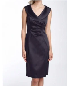 Kay Unger Dress 8 Black Portrait Collar Party Cocktail Sheath Wedding Cruise - Picture 1 of 8