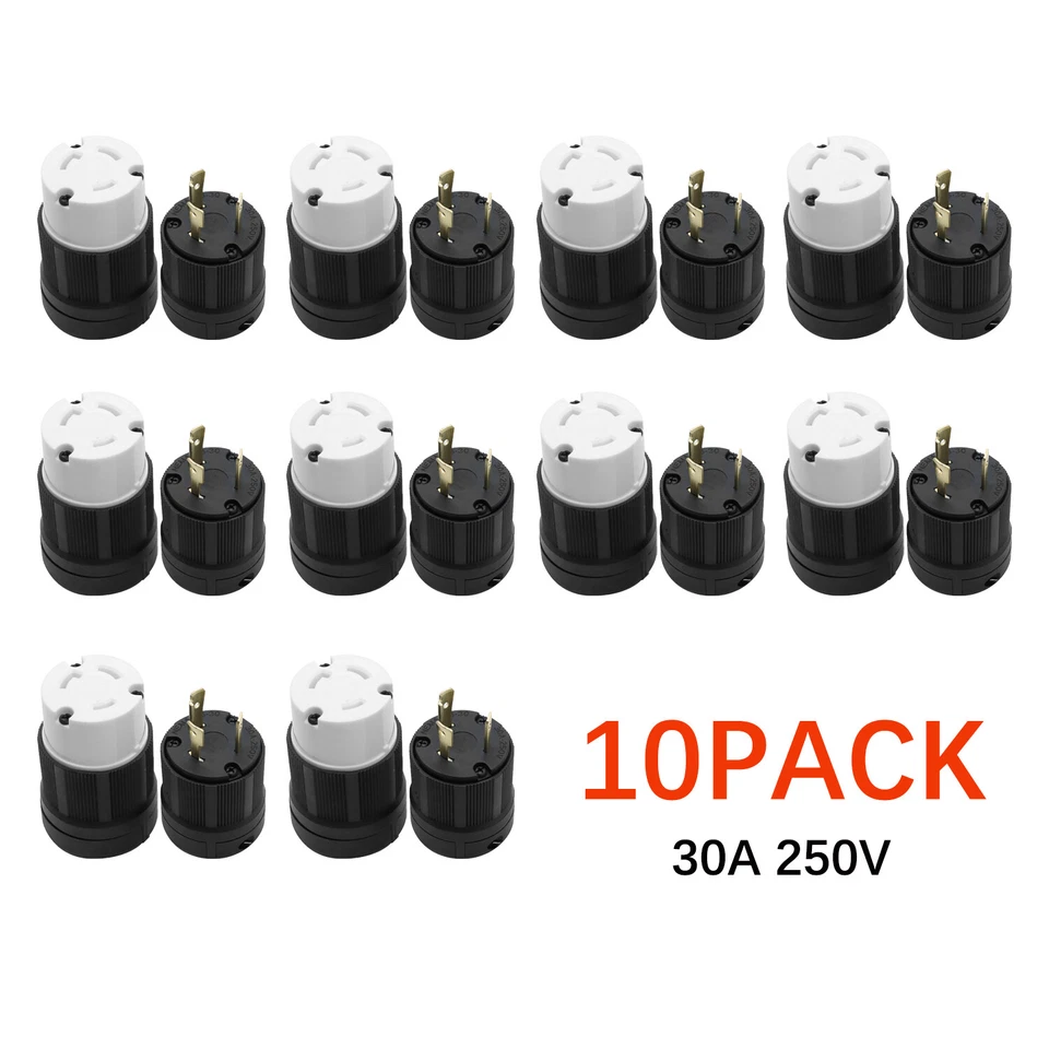 10* Para Nema L6-30P L6-30R YGA017 KIT 30A 250V macho fêmea trava de torção plugue 3 fios - Imagem 1 de 4