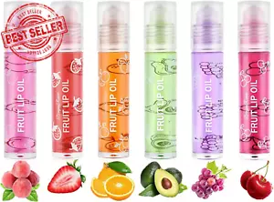 Hydrating Lip Oil Set, 6 Pcs Fruit-Flavored Lip Gloss Set, Roll-On Lip - Picture 1 of 12