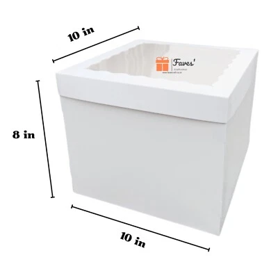 10 inch Cake Box With Window Lid 8 inch Tall Birthday Wedding Christmas - Image 1 of 4