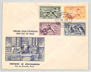 FRANCE 1949 FDC *Fontaine* RELIEF FUND Set{4}  ILLUSTRATED First Day Cover YZ203 - Picture 1 of 12