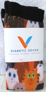 Viasox Diabetic Socks for Women & Men, Crew -W 5-9/ M 6-8 Cats - Picture 1 of 7