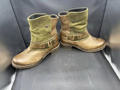 Dromedaris Kikka Boots Women's 9.5-10M EU40 Olive And Brown Biker Combat Bootie - Image 1 of 4