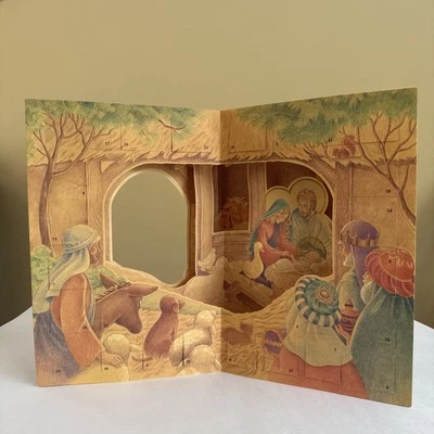 Vintage Christmas Advent Pop Up Calendar Hallmark Nativity First Noel - Image 1 of 4