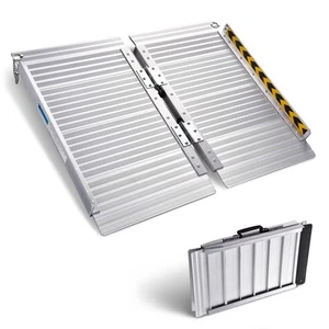 2Ft Folding Aluminum Wheelchair Threshold Ramp Mobility Scooter Non-Skid Surface - Picture 1 of 9