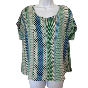 Alfani Women’s Boxy Dolman Short Sleeve Top Lightweight Green Blue Size 6P - Picture 1 of 6