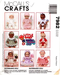 WATERBABIES DOLL Clothes S-L 8"-16" McCall's 7982 UNCUT Sewing Pattern ©1995 NEW - Picture 1 of 4