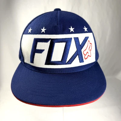 Gorra Fox Racing Ajustable Snapback Rojo Blanco Azul Verdadero Motocross Billete Plano Foto 1 de 4