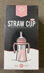 Taza para sorber Grosmimi PPSU 300 ml a prueba de derrames con pajita y asas rosa nueva sellada - Imagen 1 de 5
