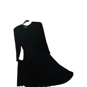 Vintage black velvet Ambria size 8 dress lined. Dropped V waistline midi  - Picture 1 of 6
