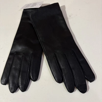 Guantes de cuero negros forrados de cachemir con pantalla táctil Lands End EZ medianos para mujer nuevos con etiquetas Foto 1 de 4