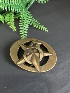 Seagram's Whiskey 5-Star Five Star Vintage Western Belt Buckle Brass - Picture 1 of 7