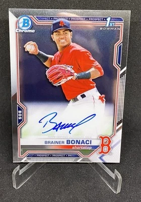 BRAINER BONACI 2021 Bowman Chrome 1st Prospect Boston Red Sox AUTO CN#CPA-BB - Image 1 of 2