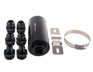 Motorsport Inline Fuel Filter 50mm with Adaptor AN6 AN8 AN10 Fittings E85 - Picture 1 of 6