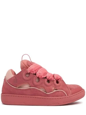 Lanvin Curb $990 Women's Pink Leather Sneakers New & Authentic - Image 1 of 4
