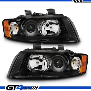 Fit 2002-2005 Audi A4/S4 Black Replacement Projector Headlights Pair LH+RH - Picture 1 of 4