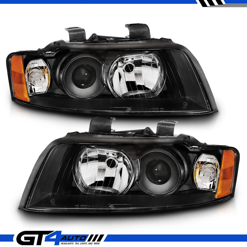 Par de faros proyectores de repuesto negros diestros+derechos para Audi A4/S4 2002-2005 Foto 1 de 4