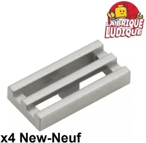 Lego 4x Tile Modified plaque 1x2 Grille radiator argent metallic silver 2412b - Imagen 1 de 1