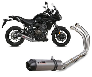 Complete Exhaust Mivv OVAL Titanium+Carbon Cap Yamaha Tracer 7 GT 2021 > 2023 - Picture 1 of 4