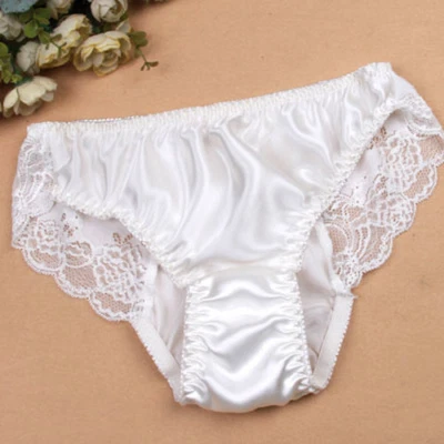 100% Mulberry Silk Underwear Women's Low-rise Sexy Briefs With Lace Hot Knickers - Image 1 of 4