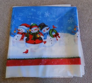 Elizabeth Brownd Let it Snow Snowman 53x107 Rectangle Banquet Holiday Tablecloth - Imagen 1 de 5