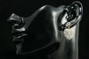 Herz Ohrringe Zirkonia Kristall Echt 750 Gelbgold 18 Karat vergoldet O1170L - Picture 1 of 5