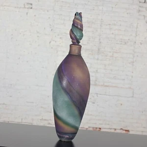 1992 Modern Purple & Teal Swirl Pottery Overscale Bottle or Floor Vessel Signed - Bild 1 von 17
