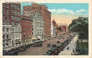 Columbus, Ohio Postcard Broad Street National Hwy. Classic Cars PM 1931 R1 - Picture 1 of 2