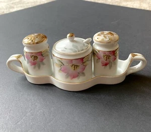 Noritake Azalea 6 pc Set Tray Condiment Jar Spoon Salt & Pepper #19322 Antique - Picture 1 of 14