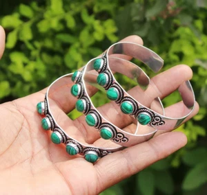 Hippie Malachite 5 Stone Bangles Lot~Anxiety Bracelet~Alluring Bangle~Gift Him~ - Picture 1 of 3