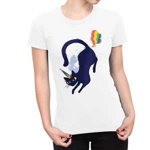 1Tee Womens Unicorn Cat T-Shirt - Picture 1 of 5