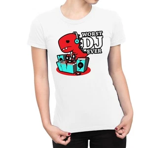 Camiseta de dinosaurio T-rex 1Tee para mujer peor DJ - Imagen 1 de 20