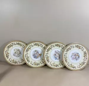 Set 4 Noritake Medean 9 7/8" Dinner Plates with Hand Painted Cherubs in Center - Picture 1 of 13