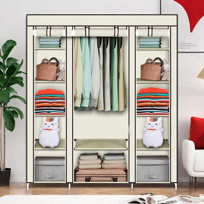 Armario Portátil Armario Perchero Almacenamiento Organizador Estante Tela Impermeable Foto 1 de 4